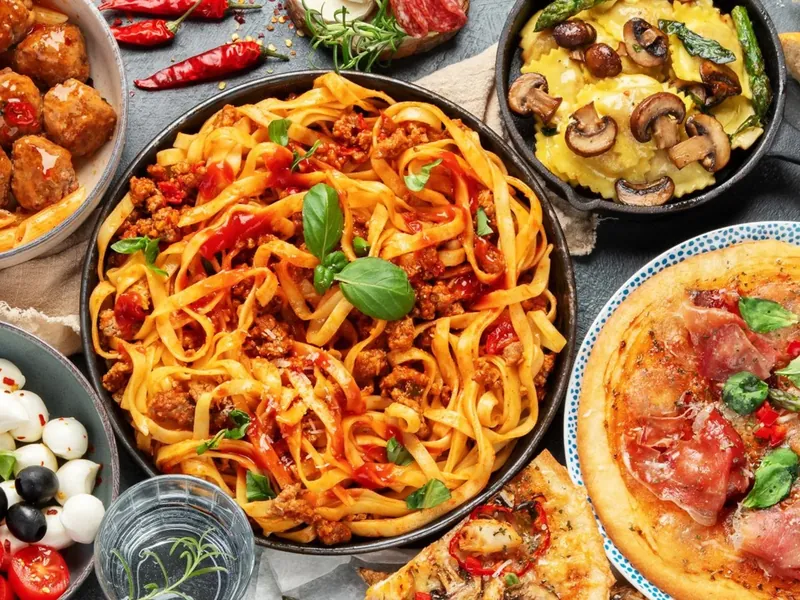 Fresh Italian pasta and antipasti